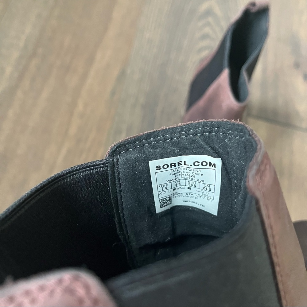 Women’s Sorel Lea Wedge Chelsea Bootie, Redwood brown size 7.5 - Picture 6 of 13